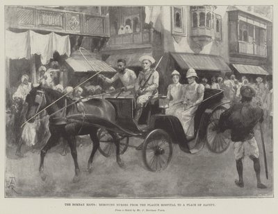 प्लेग हॉस्पिटल से सुरक्षा के स्थान पर नर्सों को हटाते हुए बॉम्बे दंगे द्वारा अमेदी फॉरेस्टियर