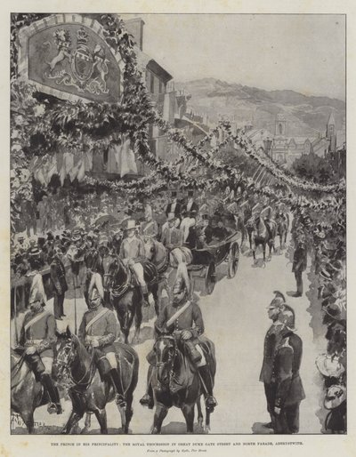 अपनी रियासत में राजकुमार, ग्रेट ड्यूक गेट स्ट्रीट में रॉयल जुलूस और उत्तरी परेड, ऐबरिस्टविथ द्वारा अमेदी फॉरेस्टियर