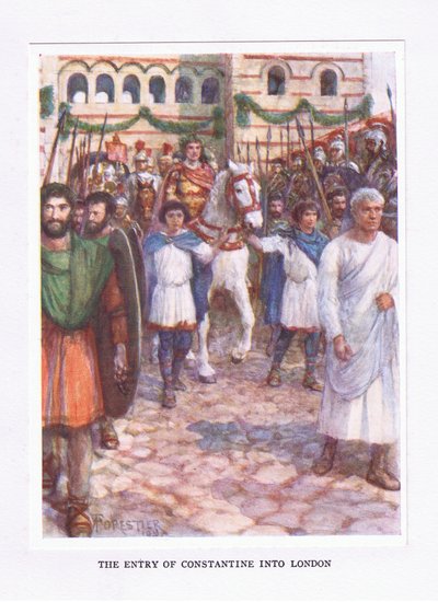 लंदन में कॉन्स्टेंटाइन का प्रवेश, रोमन सैनिक का चित्रण, 1928 द्वारा अमेदी फॉरेस्टियर