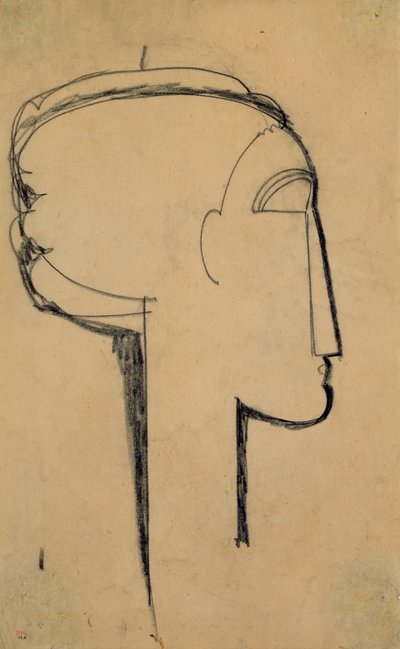 प्रोफ़ाइल में प्रमुख (कागज पर लकड़ी का कोयला) द्वारा Amedeo Modigliani