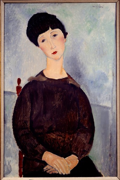 Amedeo Modigliani द्वारा एक बैठी हुई ब्राउन गर्ल पेंटिंग का चित्रण द्वारा एमेडियो मोदिग्लिआनी