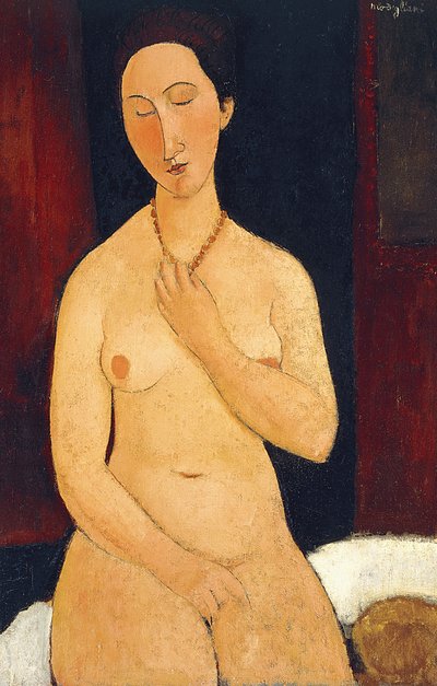 नेकलेस, 1917 के साथ नग्न बैठे द्वारा Amedeo Modigliani