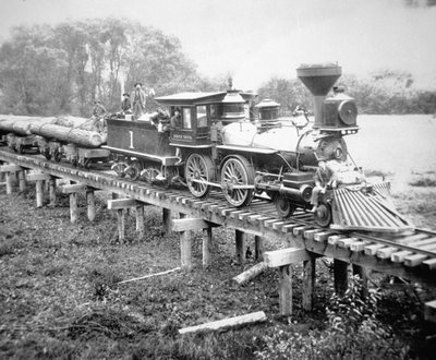 फ्रेट ट्रेन, कॉस काउंटी, ओरेगन, c.1880 (b/w फोटो) द्वारा अमेरिकी फोटोग्राफर