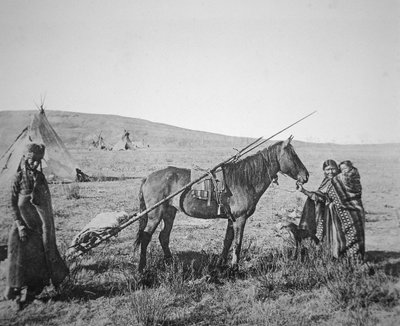 पश्चिमी कनाडा के मूल अमेरिकी क्री लोग, c.1890 (b/w फोटो) द्वारा अमेरिकी फोटोग्राफर
