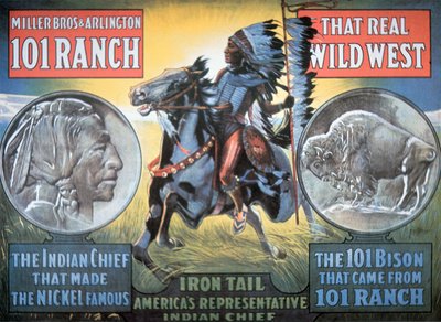 101 Ranch वाइल्ड वेस्ट शो पोस्टर, जिसमें 'आयरन टेल' है द्वारा अमेरिकी स्कूल
