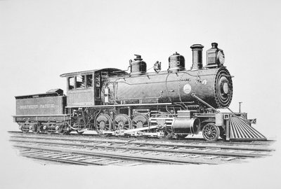 जून 1889 में उत्तरी प्रशांत रेलवे (लिथो) के लिए बाल्डविन द्वारा निर्मित एक 2-8-0 समेकन प्रकार का लोकोमोटिव द्वारा अमेरिकी स्कूल
