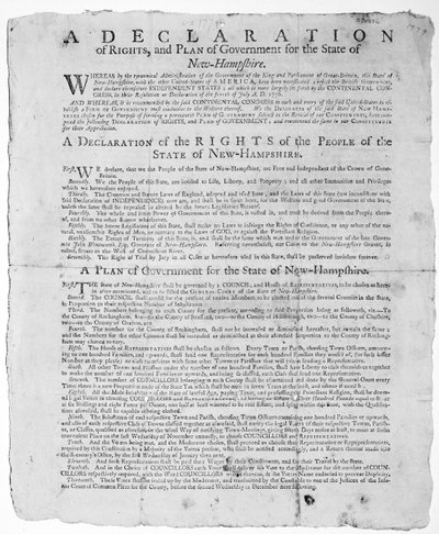 न्यू हैम्पशायर राज्य के लिए अधिकारों की घोषणा, और सरकार की योजना, 1779 (प्रिंट) द्वारा अमेरिकी स्कूल