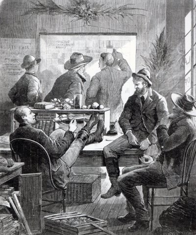 11 जुलाई 1874 को &39;हार्पर वीकली&39; से एक कंसास लैंड ऑफिस द्वारा अमेरिकी स्कूल