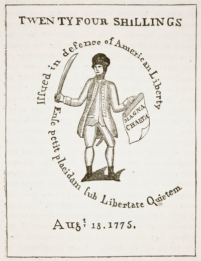 1775 का अमेरिकन बिल ऑफ क्रेडिट, इंग्लैंड का कैसल्स इलस्ट्रेटेड हिस्ट्री द्वारा अमेरिकी स्कूल