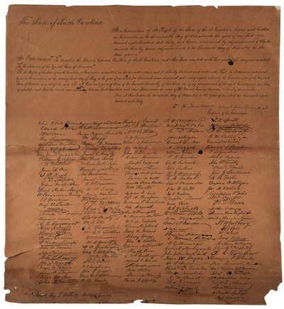 दक्षिण कैरोलिना राज्य के बीच संघ को भंग करने का अध्यादेश, 20 दिसंबर 1860, 1861 मुद्रित द्वारा अमेरिकी स्कूल