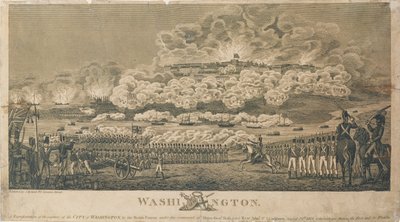 अंग्रेजों द्वारा वाशिंगटन को जलाना, 24 अगस्त 1814 को आई। रायलैंड द्वारा प्रकाशित द्वारा अमेरिकी स्कूल