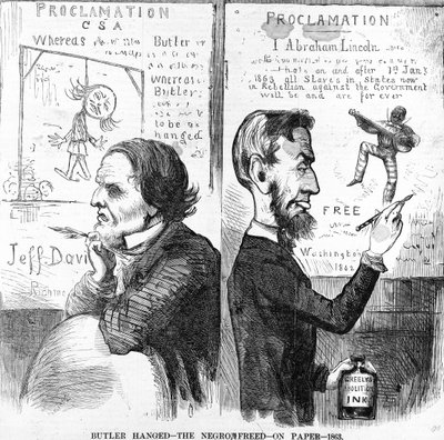 बटलर हैंग्ड, द नेग्रो फ्री, पेपर, 1863 द्वारा अमेरिकी स्कूल