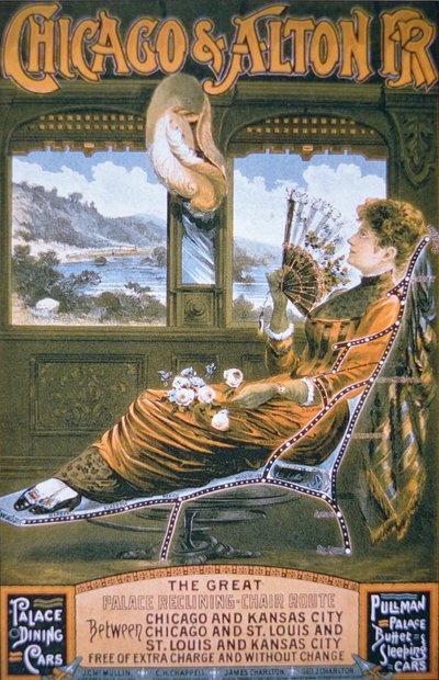 शिकागो और एल्टन रेल रोड पोस्टर, c.1885 (कलर लिथो) द्वारा अमेरिकी स्कूल