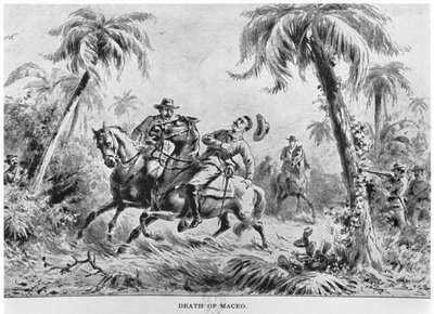 एंटोनियो मेसो की मृत्यु (1845-96), मुरात हालस्टीड द्वारा क्यूबा की कहानी का चित्रण, 1898 प्रकाशित द्वारा अमेरिकी स्कूल