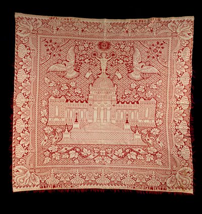 डबल-बुनाई आवरण, c.1876 (कपास और ऊन) द्वारा अमेरिकी स्कूल