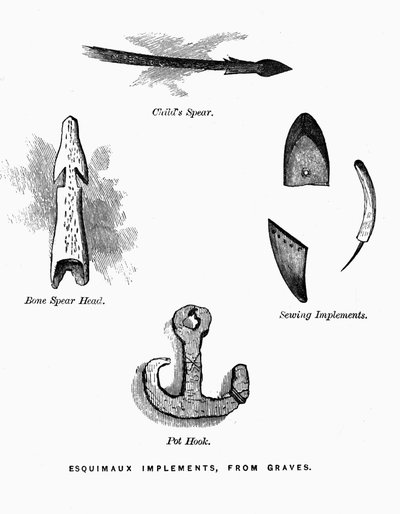 एस्किमो हंटिंग टूल्स - एलीशा केंट केन, 1853-1855 के वर्षों में कलात्मक खोज, वॉल्यूम। 1, पी. 52, फिलाडेल्फिया द्वारा अमेरिकी स्कूल