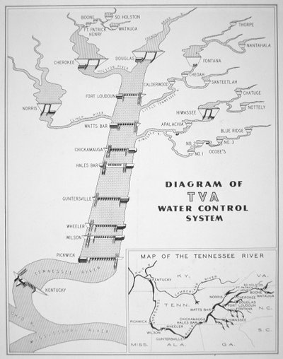 'टेनेसी वैली अथॉरिटी' के लिए फ्रैंकलिन डी. रूजवेल्ट की योजना (1882-1945) द्वारा अमेरिकी स्कूल
