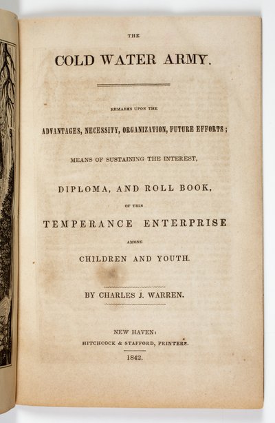 चार्ल्स जे। वारेन द्वारा 1842 में द कोल्ड वाटर आर्मी प्लेज के लिए फ्रंटस्पाइवल द्वारा अमेरिकी स्कूल
