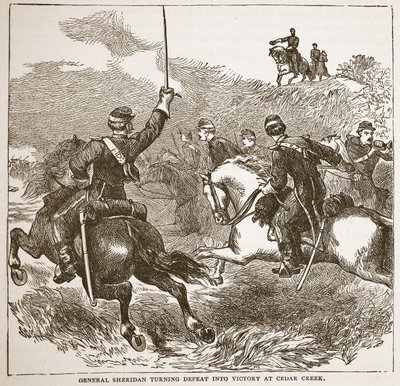 जनरल शेरिडन एक पुस्तक पब से सीडर क्रीक में हार को जीत में बदल रहा है। 1896 द्वारा अमेरिकी स्कूल