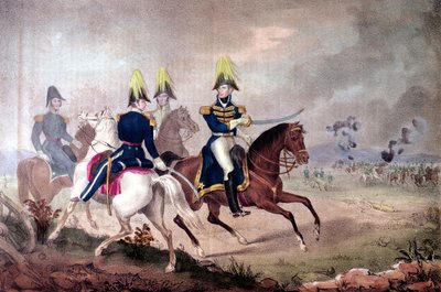 1813 में टेम्स की लड़ाई में जनरल विलियम हेनरी हैरिसन (1773-1841) और स्टाफ द्वारा अमेरिकी स्कूल