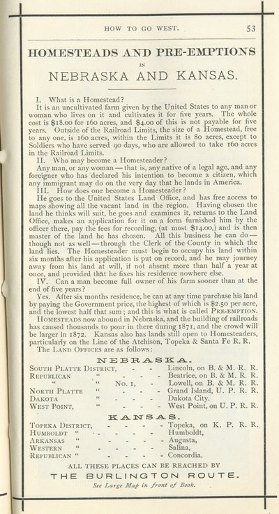 होमस्टैड्स और प्री-इमेशन्स, 1872 (प्रिंट) द्वारा अमेरिकी स्कूल