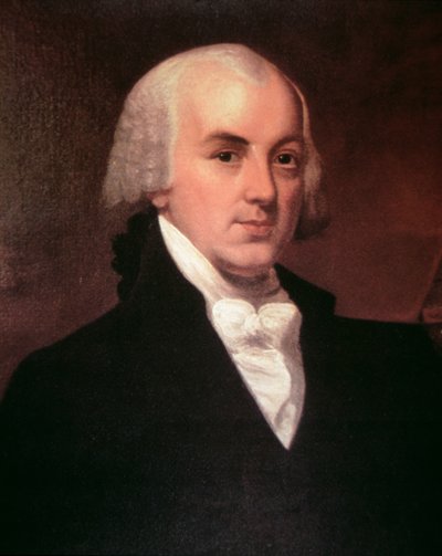 जेम्स मैडिसन (1751-1836) (रंग लिथो) द्वारा अमेरिकी स्कूल
