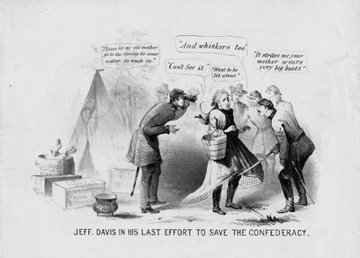 जेफ डेविस ने कॉन्फेडेरिटी को बचाने के अपने अंतिम प्रयास में, c.1865 द्वारा अमेरिकी स्कूल
