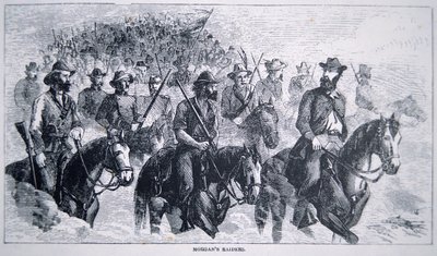 जॉन हंट मॉर्गन (1825-64) रेडर्स (लिथो) द्वारा अमेरिकी स्कूल