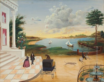 मैनर हाउस को छोड़कर, c.1850-55 द्वारा अमेरिकी स्कूल