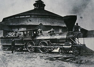 अलेक्जेंड्रिया राउंडहाउस में अमेरिकी सैन्य रेलमार्ग (संघ सेना) का लोकोमोटिव 'जनरल हॉन्ट' द्वारा अमेरिकी स्कूल