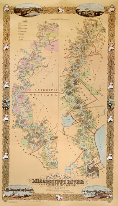नैचेज से न्यू ऑरलियन्स, 1858 तक मिसिसिपी नदी पर वृक्षारोपण का चित्रण द्वारा अमेरिकी स्कूल