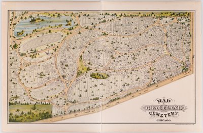 ग्रेस्कलैंड कब्रिस्तान का नक्शा, c.1875 द्वारा अमेरिकी स्कूल