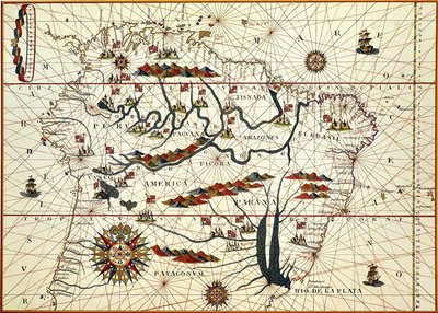 1582 में दक्षिण अमेरिका का नक्शा द्वारा अमेरिकी स्कूल