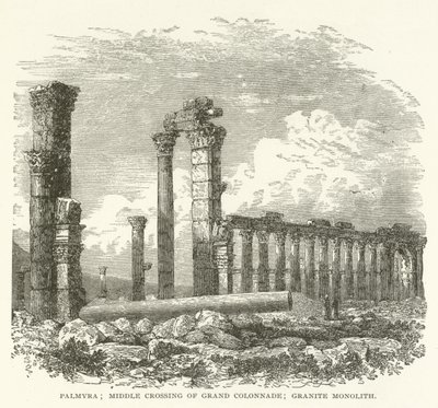 Palmyra; ग्रांड कोलोनेड के मध्य पार; ग्रेनाइट मोनोलिथ द्वारा अमेरिकी स्कूल
