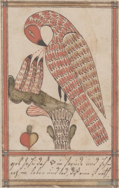 पेलिकन अपने देशभक्ति में, c.1800 (कागज पर स्याही और wc) द्वारा अमेरिकी स्कूल