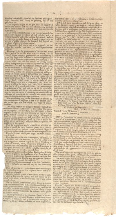संविधान में संशोधन के लिए NYS के प्रस्ताव को मुद्रित करते हुए प्रस्ताव, 1788 अक्टूबर द्वारा अमेरिकी स्कूल
