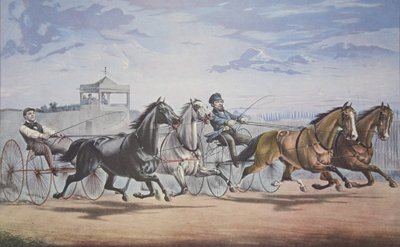 स्टेला और ऐलिस ग्रे - लालटेन और व्हेलबोन, पासिंग द स्टैंड (यूनियन कोर्स एलआई 5 जून 1855 को डबल हार्नेस में उनके महान मैच के लिए), पब। 1855, करियर और इव्स द्वारा अमेरिकी स्कूल
