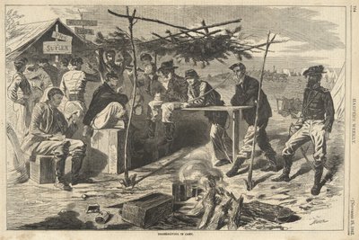 हार्पर वीकली, पब से कैंप में थैंक्सगिविंग। 1862 (उत्कीर्णन) द्वारा अमेरिकी स्कूल