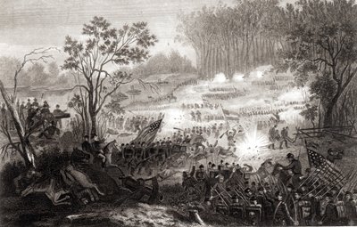 पिट्सबर्ग लैंडिंग में लड़ाई, एचबी हॉल, 1862 द्वारा उकेरी गई द्वारा अमेरिकी स्कूल