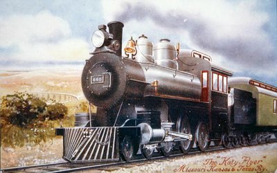 'द कैटी फ्लायर', मिसौरी, c.1920 (कलर लिथो) द्वारा अमेरिकी स्कूल