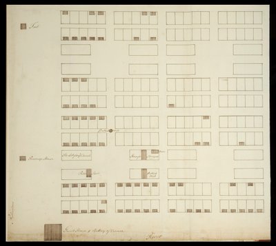 सवाना की नगर योजना, c.1733 (कागज पर कलम और स्याही) द्वारा अमेरिकी स्कूल