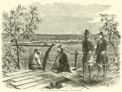अटलांटा का दृश्य स्टेशन से चट्टोहोचे के उत्तर में जुलाई 1864 द्वारा अमेरिकी स्कूल