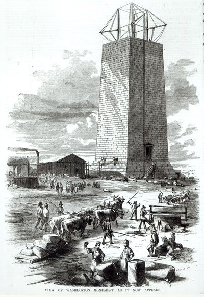 फ्रेंक लेस्ली, 1854 (उत्कीर्णन) (बंडव फोटो) द्वारा उकेरी गई &39;ग्लेनस पिक्चर्सिअल ड्रॉइंग-रूम कम्पेनियन&39; से अब वाशिंगटन स्मारक का दृश्य दिखाई देता है। द्वारा अमेरिकी स्कूल