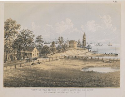 साइमन अर्टसेन डी हार्ट, 1867 के घर का दृश्य (कॉलआउट लिथो) द्वारा अमेरिकी स्कूल