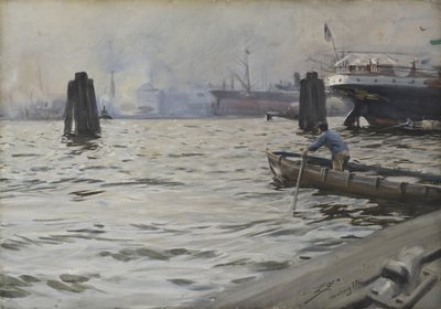 हैम्बर्ग का बंदरगाह, 1891 (कागज पर wc) द्वारा अलग है लियोनार्ड ज़ोर्न