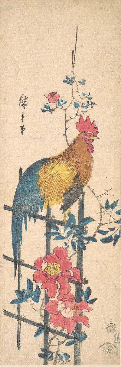 Peony और मुर्गा, 1854।, 1854। द्वारा एंडो हिरोशिगे