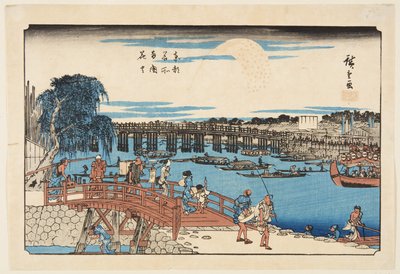 Ry?goku Bridge (Ry?goku hanabi) में आतिशबाजी (रंगीन वुडब्लॉक प्रिंट) द्वारा एंडो या उटागावा हिरोशिगे