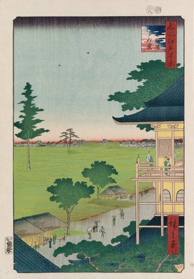 सिज़ाई हॉल, पांच सौ राइड [मंदिर] "," एदो में प्रसिद्ध स्थानों के एक सौ दृश्य "श्रृंखला से द्वारा एंडो या उटागावा हिरोशिगे