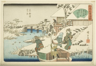 Snow Viewing at Mokubo-ji Temple: The Uekiya Restaurant (Mokubo-ji yukimi, Uekiya) (colour woodblock print) द्वारा एंडो या उटागावा हिरोशिगे