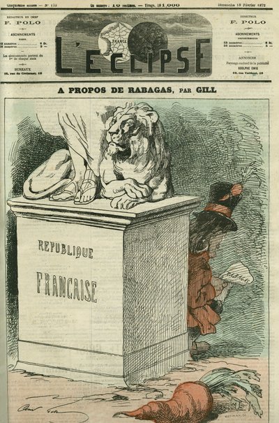 रबागास के बारे में, विक्टोरियन सरदौ (1831-1908) द्वारा क्रांतिकारी भावना और "रबागस" और "द कैरट किंग" के साथ रहने वालों पर दो टुकड़ों का विकास। गिल द्वारा "" L'Eclipse" में कवर, फरवरी 18 द्वारा एंड्रयू गिल